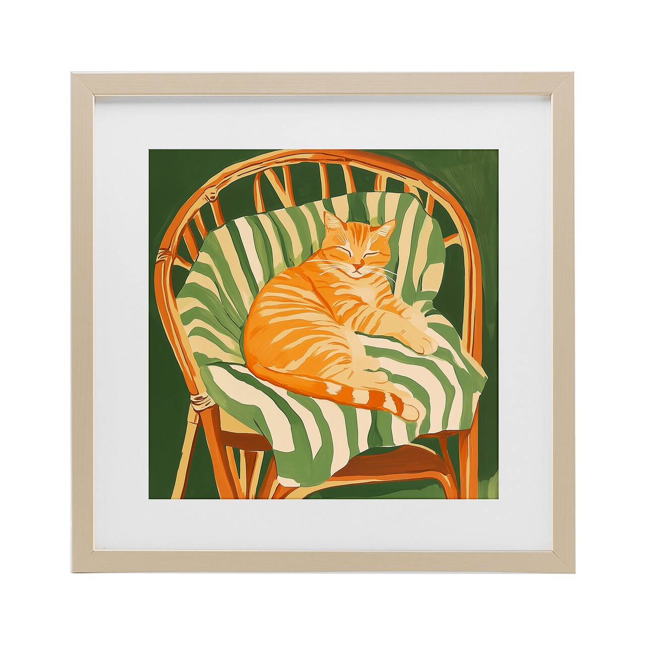Stupell Industries Cat In Rattan Chair Framed Print Under Glass, design by Walker Noble